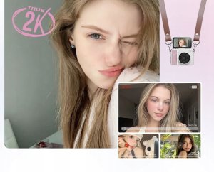 Aparat cyfrowy Xrec Mini Aparat Kamera Retro Video 2k Wisiorek Breloczek Obrotowy Ekran / Xrec X7 / Różowo - Szary 9