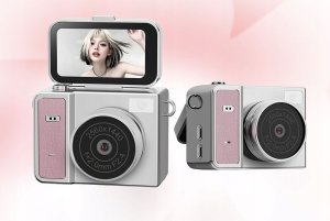 Aparat cyfrowy Xrec Mini Aparat Kamera Retro Video 2k Wisiorek Breloczek Obrotowy Ekran / Xrec X7 / Różowo - Szary 10