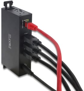 Karta sieciowa Delock 3 Port USB 5 Gbps Hub + RJ45 Gigabit LAN PoE++ Port złącze hosta USB Type-C™ w obudowie metalowej i 1,5 kV Isolation 4