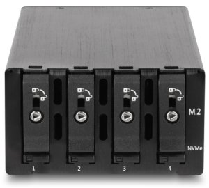 Kieszeń Delock Slim Bay Ramka wymienna na 4 x M.2 NVMe SSD z interfejsem Slim SAS SFF-8654 3