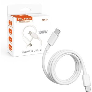 Kabel USB Teltech Przewód PD Typ-C-Typ-C 5A 100W 1m biały TCA-07c Teltech 2