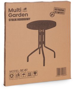 Goodhome Stolik ogrodowy okrągły 80 cm szkło hartowane otwór na parasol czarny MultiGarden EDUKAMP 9