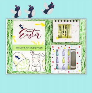 Cup&You Box wielkanocny - zestaw kaw smakowych mielonych kubek świeca sojowa zapachowa - paczka upominek prezent na Zajączka Wielkanoc dla kobiety faceta 2