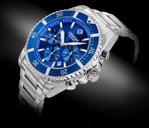 Zegarek Giewont Zegarek Męski Giewont Chronograph Sapphire Srebrno Niebieski 3