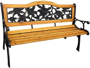 Lean Ławka Ogrodowa Drewniana Metalowa Ławeczka Parkowa z oparciem EDUKAMP 11