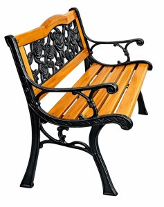 Lean Ławka Ogrodowa Drewniana Metalowa Ławeczka Parkowa z oparciem EDUKAMP 2