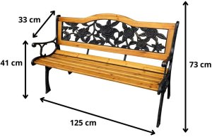 Lean Ławka Ogrodowa Drewniana Metalowa Ławeczka Parkowa z oparciem EDUKAMP 4
