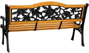 Lean Ławka Ogrodowa Drewniana Metalowa Ławeczka Parkowa z oparciem EDUKAMP 6