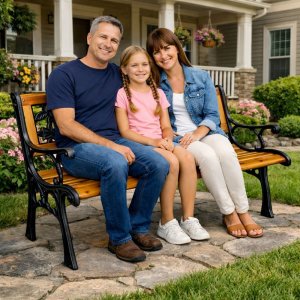 Lean Ławka Ogrodowa Drewniana Metalowa Ławeczka Parkowa z oparciem EDUKAMP 7