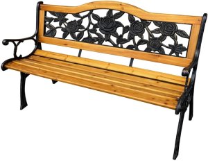 Lean Ławka Ogrodowa Drewniana Metalowa Ławeczka Parkowa z oparciem EDUKAMP 8