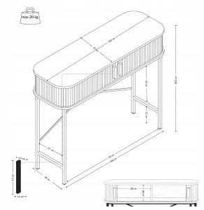 Edaxo Konsola z rozsuwanymi drzwiami SCAVA, ryflowana, 100 x 35 x 80,5 cm 11