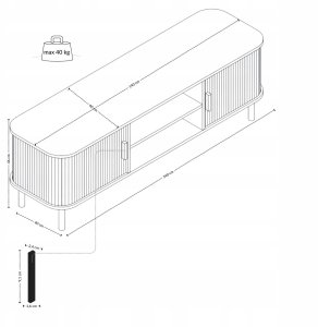 Edaxo Szafka rtv ryflowana SCAVA, 140 x 40 x 46 cm 10