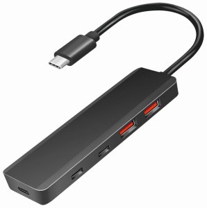 HUB USB LogiLink Hub USB-C, 4-porty 2x USB-A,2xUSB-C, czarny 2