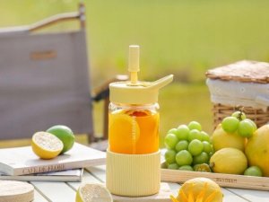 Mellow Yellow BUYDEEM Portable Glass Straw Bottle 550ml, model DG425, color Mellow Yellow 3