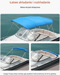 vidaXL Daszek niebieski bimini wodoodporny 600D poliester, osłona UV, bez stelaża 3