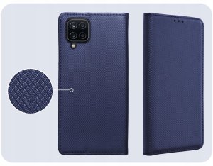 krainaGSM Etui z Klapką Do Samsung Galaxy A12 / M12 (Granatowe, Magnetyczne)   Szkło 4