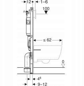 Stelaż Geberit Stelaż podtynkowy Geberit DuofixBasic do WC, Delta 12cm, H112 (111.153.00.3) 3