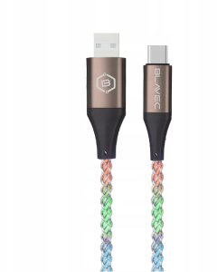 Blavec Szybki Kabel Blavec USB USB typ C wielokolorowy świecący RGB Neon PD 60W 1m 3