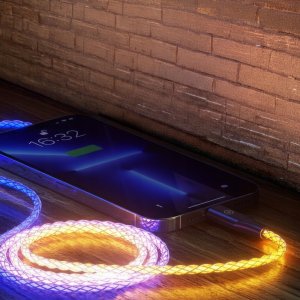 Blavec Szybki Kabel Blavec USB typ C wielokolorowy świecący RGB Neon PD 60W 3A 1m 2