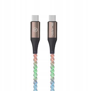 Blavec Szybki Kabel Blavec USB typ C wielokolorowy świecący RGB Neon PD 60W 3A 1m 4
