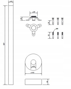 Bateria wannowa Liveno Bateria do wanny wolnostojącej chromowana ze słuchawką 113cm 6