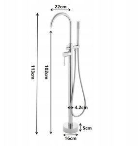 Bateria wannowa Liveno Bateria do wanny wolnostojącej chromowana ze słuchawką 113cm 9