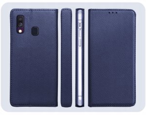 Hello Case Etui z Klapką Do Samsung Galaxy A40 (Granatowe, Magnetyczne, Case) Szkło 6