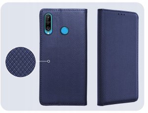 Hello Case Etui z Klapką Do Huawei P30 Lite (Granatowe, Magnetyczne, Zamykane) Szkło 4