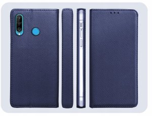 Hello Case Etui z Klapką Do Huawei P30 Lite (Granatowe, Magnetyczne, Zamykane) Szkło 6