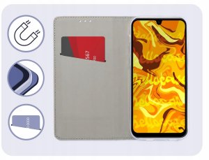 Hello Case Etui z Klapką Do Oppo A16 / A16s / A54s (Granatowe, Magnetyczne, Zamykane) 3
