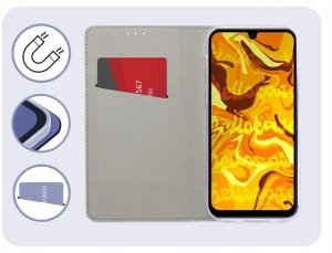 Hello Case Etui z Klapką Do Oppo A16 / A16s / A54s (Granatowe, Magnetyczne) Szkło 3