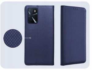 Hello Case Etui z Klapką Do Oppo A16 / A16s / A54s (Granatowe, Magnetyczne) Szkło 4