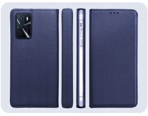 Hello Case Etui z Klapką Do Oppo A16 / A16s / A54s (Granatowe, Magnetyczne) Szkło 6