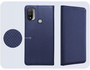 Hello Case Etui z Klapką Do Motorola Moto E20 / E30 / E40 / E20S (Granatowe) Szkło 4