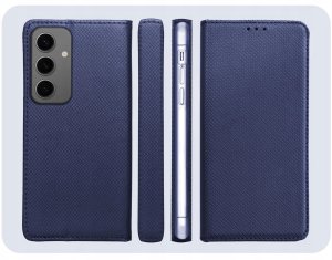 Hello Case Etui z Klapką Do Samsung Galaxy S24 Plus (Granatowe, Magnetyczne) Szkło 6
