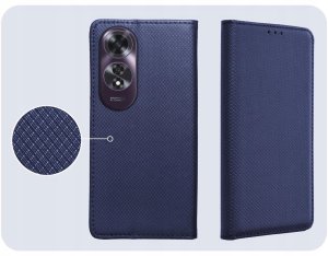Hello Case Etui z Klapką Do Oppo A60 4G (Granatowe, Magnetyczne, Zamykane, Ochronne) 4