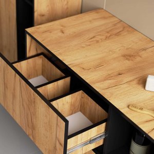 Hakano SZAFKA ŁAZIENKOWA POD UMYWALKĘ VAMI W90 2SZ 2P PK DĄB CRAFT / CZARNY 11