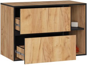 Hakano SZAFKA ŁAZIENKOWA POD UMYWALKĘ VAMI W90 2SZ 2P PK DĄB CRAFT / CZARNY 2