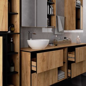 Hakano SZAFKA ŁAZIENKOWA POD UMYWALKĘ VAMI W90 2SZ 2P PK DĄB CRAFT / CZARNY 10