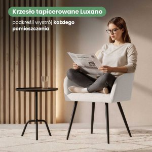 Selsey 2x Krzesło tapicerowane z przeszyciami kwadratowymi Kremowe LUXANO Czarne nogi tkanina Lumos 8