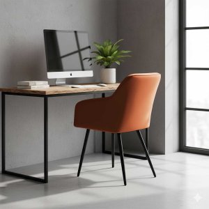 Selsey 2x Krzesło tapicerowane z przeszyciami kwadratowymi Miedziane LUXANO Czarne nogi 12