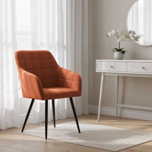 Selsey 2x Krzesło tapicerowane z przeszyciami kwadratowymi Miedziane LUXANO Czarne nogi 13