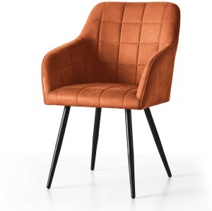 Selsey 2x Krzesło tapicerowane z przeszyciami kwadratowymi Miedziane LUXANO Czarne nogi 2