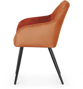 Selsey 2x Krzesło tapicerowane z przeszyciami kwadratowymi Miedziane LUXANO Czarne nogi 4