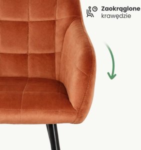 Selsey 2x Krzesło tapicerowane z przeszyciami kwadratowymi Miedziane LUXANO Czarne nogi 6