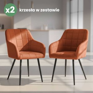 Selsey 2x Krzesło tapicerowane z przeszyciami kwadratowymi Miedziane LUXANO Czarne nogi 10