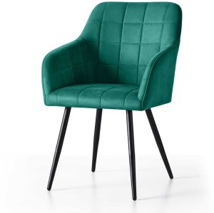 Selsey 2x Krzesło tapicerowane z przeszyciami kwadratowymi Butelkowa Zieleń LUXANO Czarne nogi 2