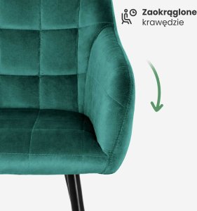 Selsey 2x Krzesło tapicerowane z przeszyciami kwadratowymi Butelkowa Zieleń LUXANO Czarne nogi 6