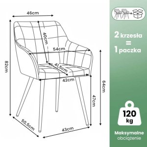 Selsey 2x Krzesło tapicerowane z przeszyciami kwadratowymi Butelkowa Zieleń LUXANO Złote nogi 14