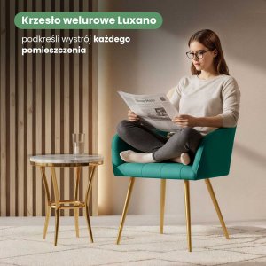 Selsey 2x Krzesło tapicerowane z przeszyciami kwadratowymi Butelkowa Zieleń LUXANO Złote nogi 8